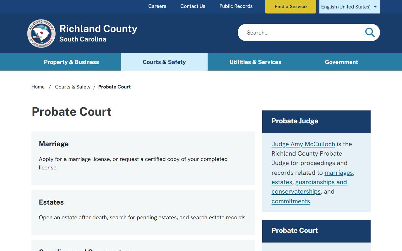 Richland County Probate Court in Columbia related to Columbia birth records