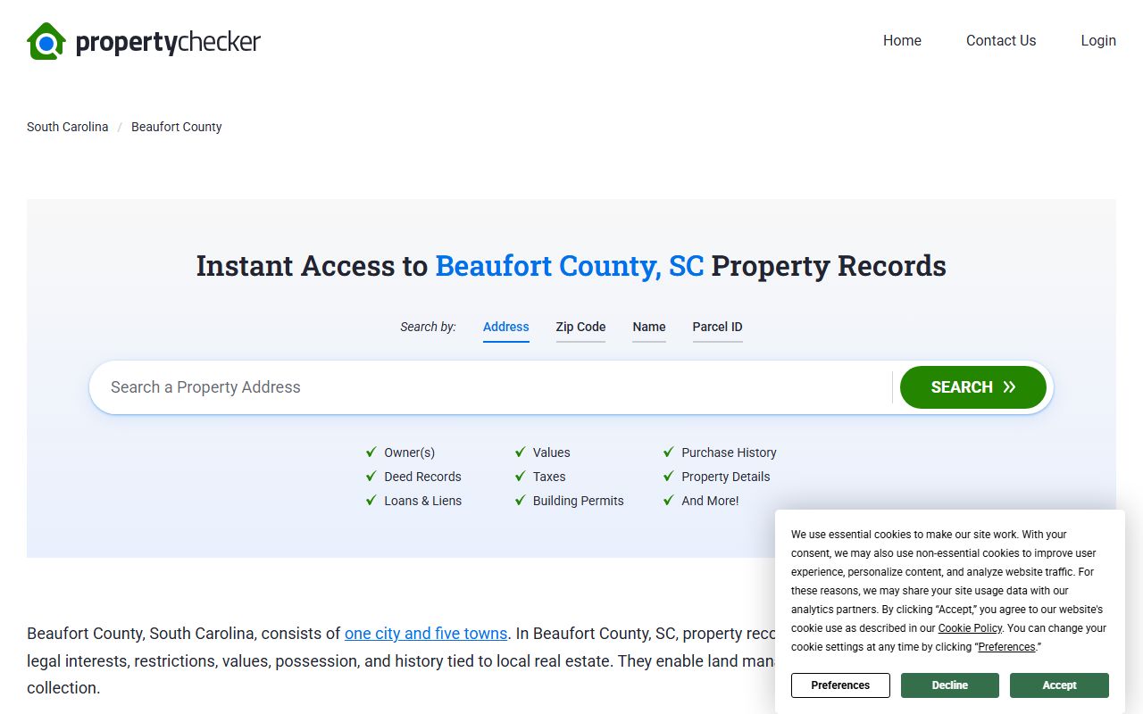 beaufort county property records birth records
