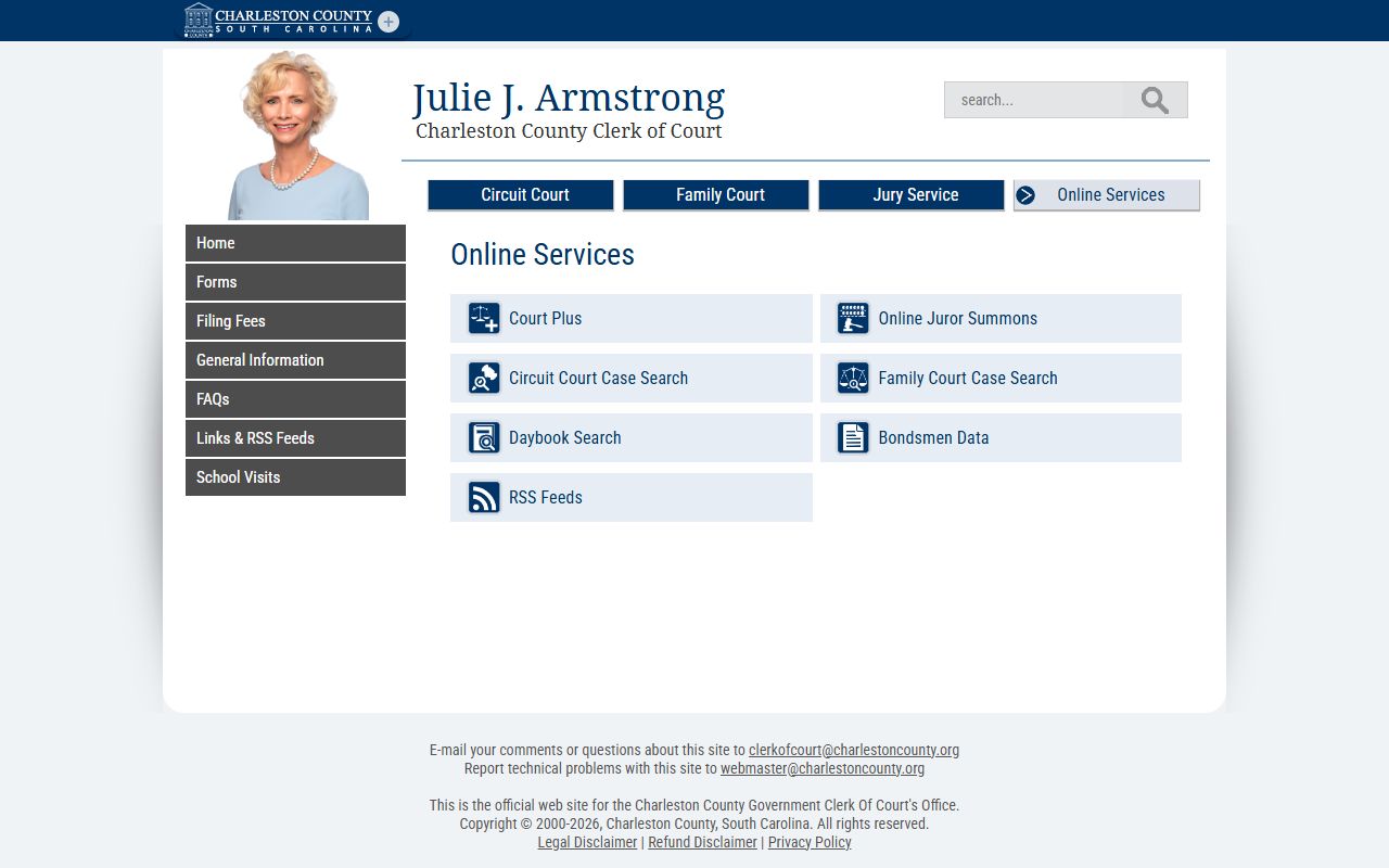 charleston county clerk of court online services birth records