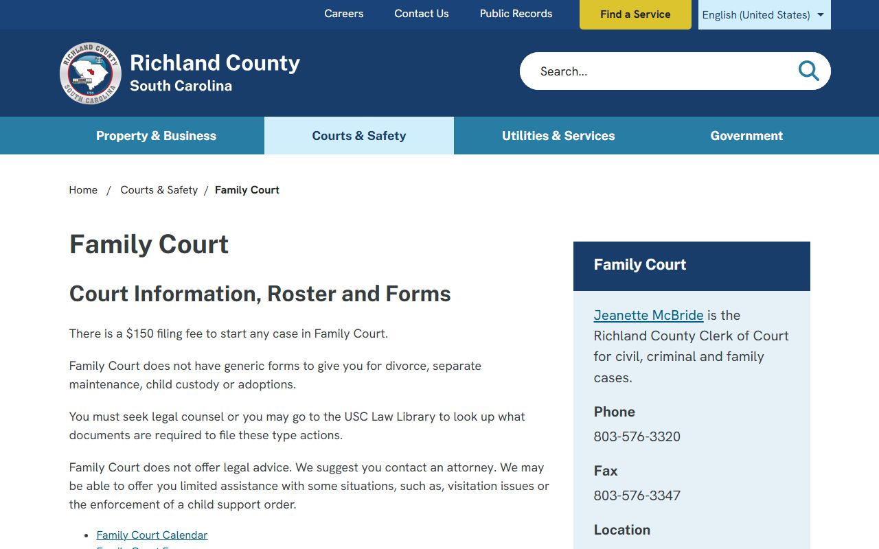 Richland County Family Court serving Columbia and Richland County birth records matters