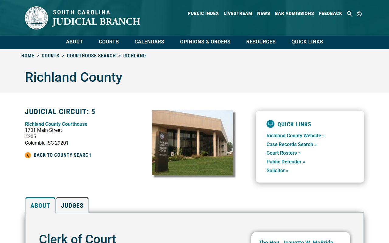 Richland County judicial circuit court resources for Columbia and Richland County