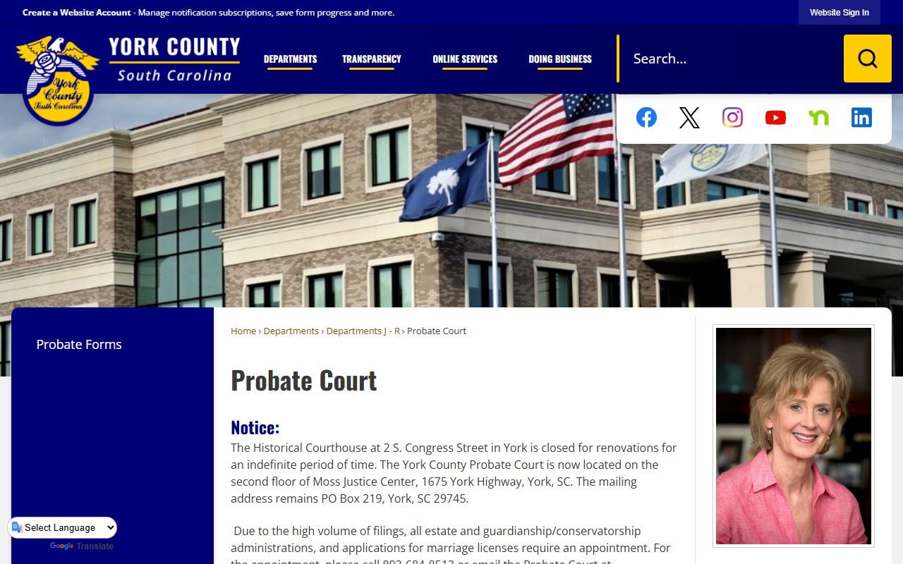 York County Probate Court resources related to York County birth records