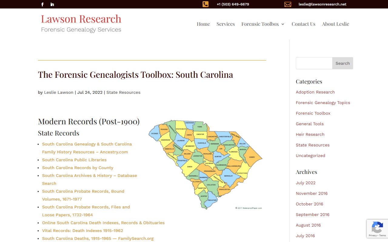 Forensic genealogist toolbox for South Carolina birth records research