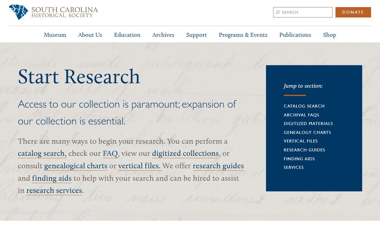 South Carolina Historical Society research resources for birth records and genealogy
